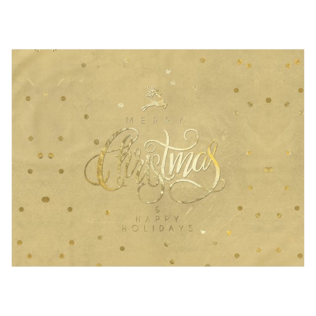 Elegant Gold Reindeer Gold Letters Christmas Small Tablecloth (Front (Horizontal))