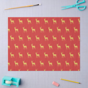 elegant gold reindeer red merry christmas pattern tissue paper