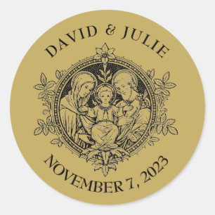 Elegant Gold Religious Holy Family Classic Round Sticker