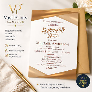 Elegant Gold Retirement Party  Acrylic Invitations