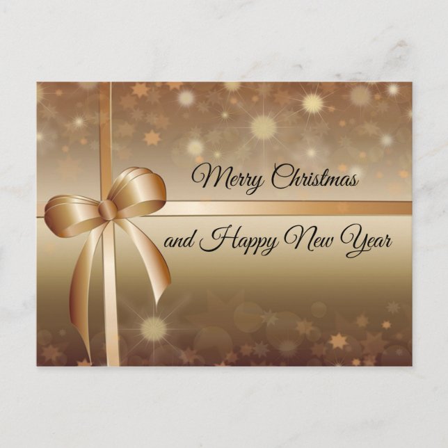 Elegant, Gold Ribbon, Luxury, Shiny, Holiday Postcard (Front)