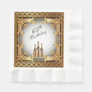 Elegant Gold Rim 65th Birthday Party Paper Napkin