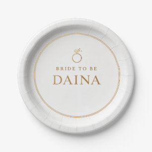 Elegant Gold Ring Bridal Party Plates, Customised Paper Plate
