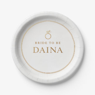 Elegant Gold Ring Bridal Party Plates, Customised Paper Plate