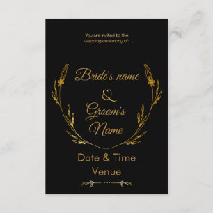 Elegant Gold Rings & Floral Wedding Invite