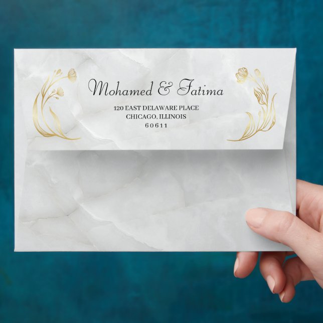 Elegant Gold Rings Islamic Wedding Envelope (Hand)