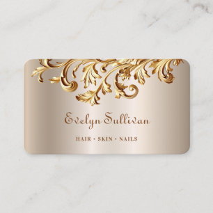 Elegant gold rococo ornaments business card