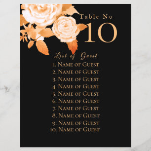 Elegant Gold Rose Black Seating Charts