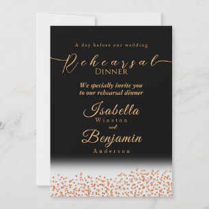 Elegant Gold Rose Black Wedding Rehearsal