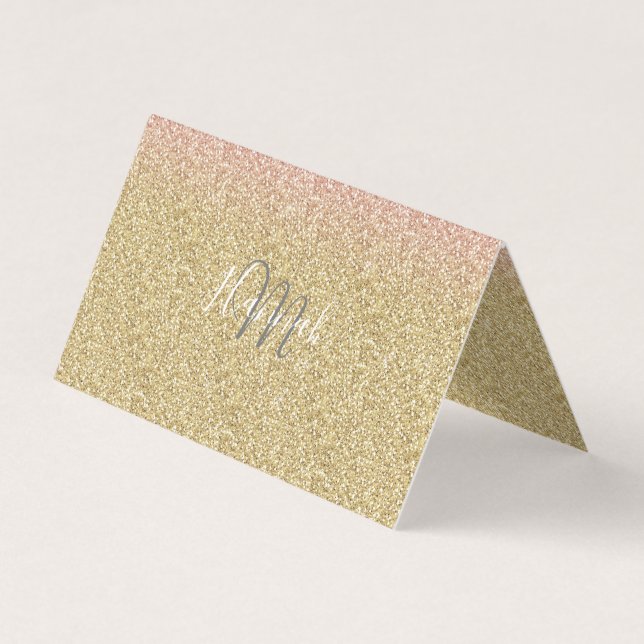 Elegant Gold & Rose Gold Glitter Sparkles Image Business Card (Front)