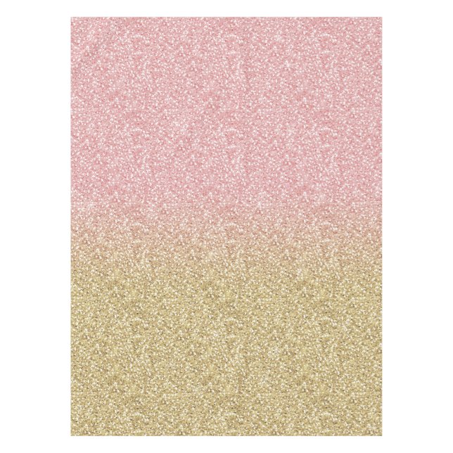 Elegant Gold & Rose Gold Glitter Sparkles Image Tablecloth (Front)