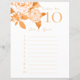 Elegant Gold Rose Guest List Seating Charts
