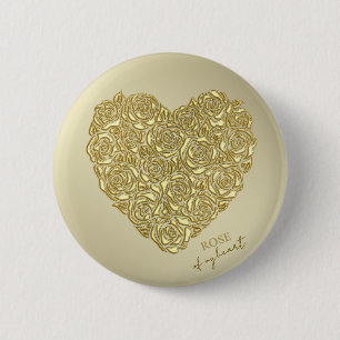 Elegant Gold Rose Of My Heart 6 Cm Round Badge