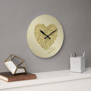 Elegant Gold Rose Of My Heart Large Clock