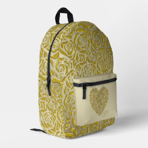 Elegant Gold Rose Of My Heart Printed Backpack