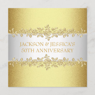 Elegant Gold Roses 50th Anniversary Party Invitation