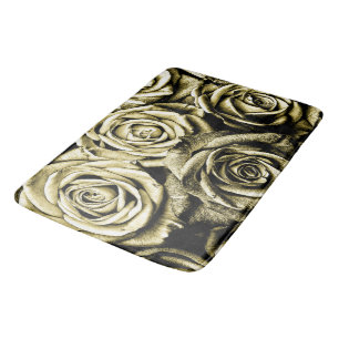 Elegant Gold Roses Bath Mat