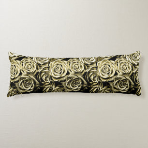 Elegant Gold Roses Body Cushion