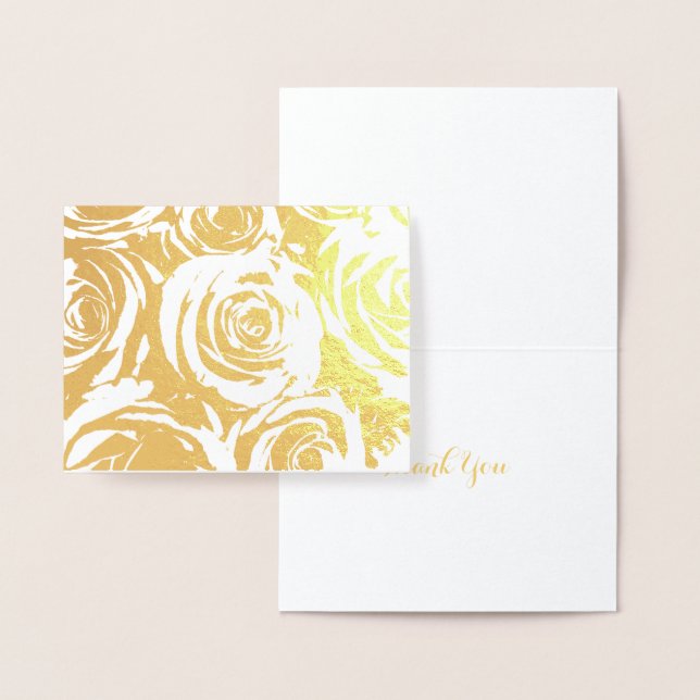 Elegant Gold Roses Foil Card (Display)