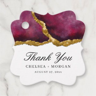 Elegant Gold Ruby Gemstone Agate Wedding Favour Tags