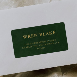 Elegant Gold & Sage Green Basic Script Address  Label