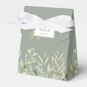 Elegant Gold Sage Greenery Foliage Wedding Favour Box
