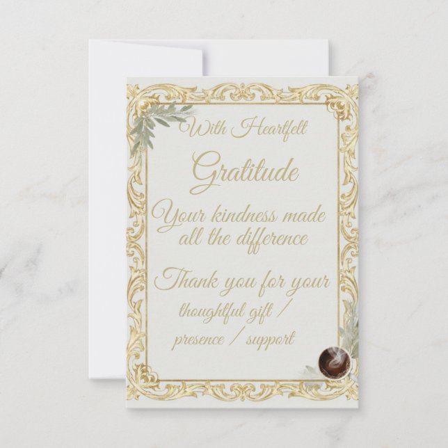 Elegant Gold Sage Holiday Thank You card (Front)