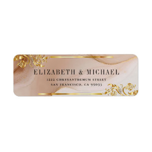 Elegant Gold Sand Watercolor Agate Return Address