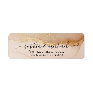 Elegant Gold Sand Watercolor Agate Return Address