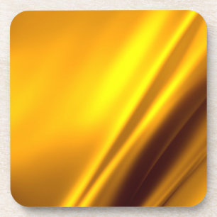 Elegant Gold Satin Faux Texture Look Coaster