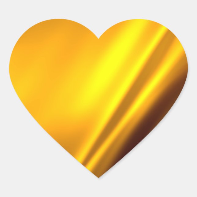 Elegant Gold Satin Faux Texture Look Heart Sticker (Front)