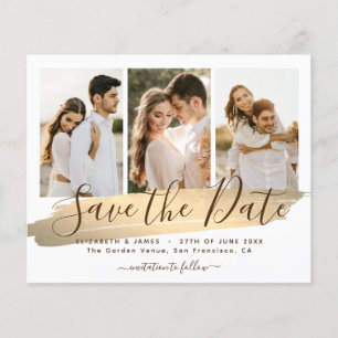 Elegant Gold Save The Date Budget Wedding Invite Flyer