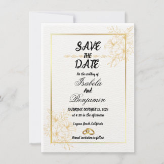 Elegant gold Save The Date card