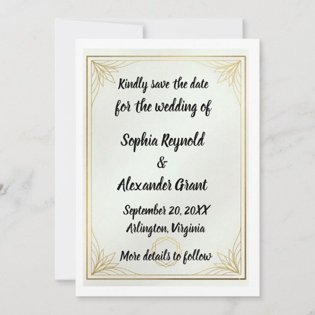 Elegant Gold Save the Date Minimalist Wedding (Front)
