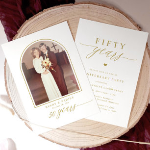 Elegant Gold Script 50th Wedding Anniversary Party Invitation
