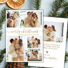Elegant Gold Script 5 Photo Collage Christmas