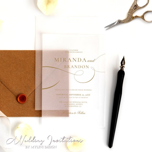 Elegant Gold Script Acrylic Wedding Invitation (Creator Uploaded)