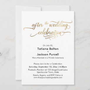 Elegant Gold Script After the Wedding Celebration Invitation
