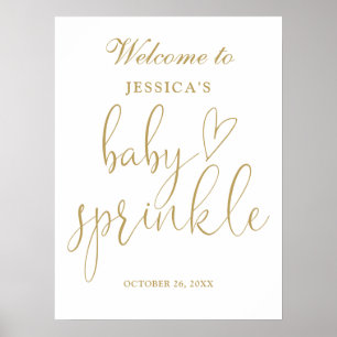 Elegant Gold Script Baby Sprinkle Welcome Sign