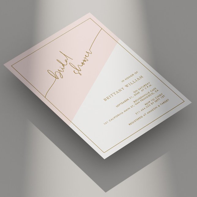 Elegant Gold Script Blush Pink Bridal Shower  Invitation (Elegant Gold Script Blush Pink Bridal Shower Invitation)