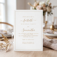 Elegant Gold Script Border 40th Birthday Party