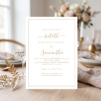 Elegant Gold Script Border 60th Birthday Party