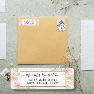 Elegant Gold Script Botanical Pink Rose n Greenery