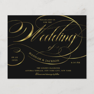 Elegant Gold Script Budget Wedding Invitation