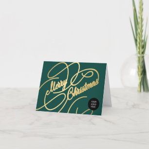 Elegant gold script business corporate logo holiday card