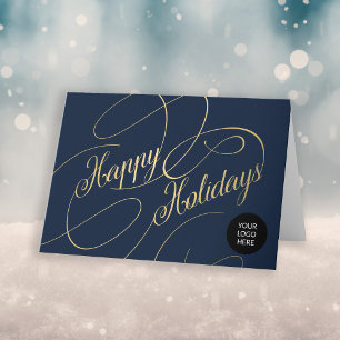 Elegant gold script business corporate logo holiday card