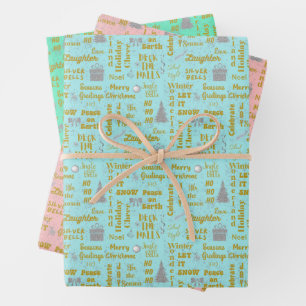 Elegant Gold Script Christmas - Playful Doodle Wrapping Paper Sheet