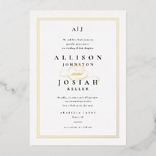 Elegant Gold Script Classic White Wedding