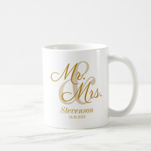 Elegant Gold Script Couple Wedding Gift Coffee Mug