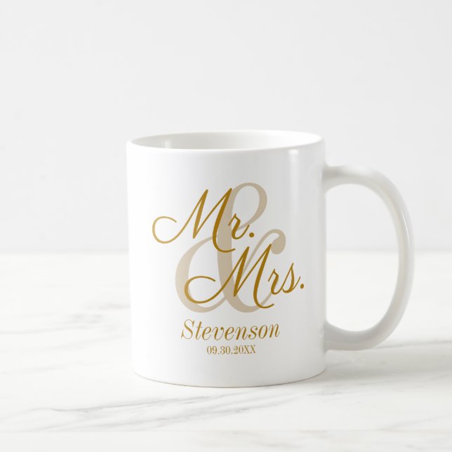 Elegant Gold Script Couple Wedding Gift Coffee Mug (Right)